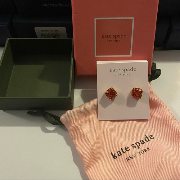 ♠️ Kate Spade New York Mini Small Square Studs Earrings Red - Picture 5 of 5